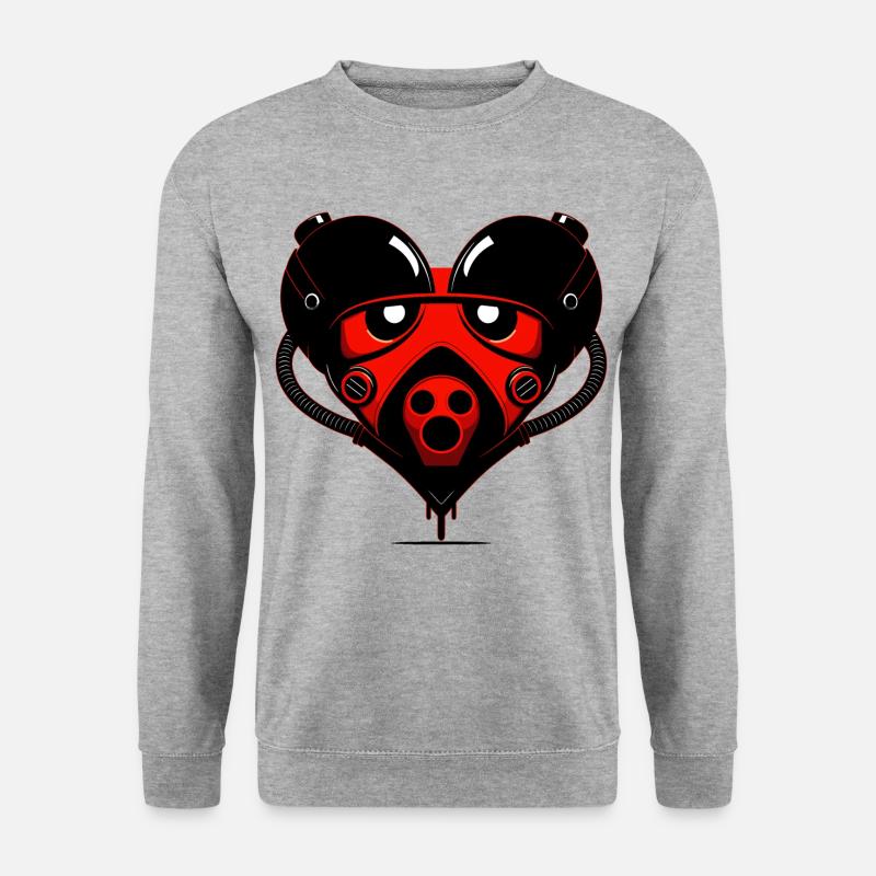 Roboter Herz - Unisex Pullover - Weißgrau meliert