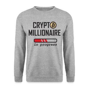 Krypto Millionär in Bearbeitung - Unisex Pullover - Weißgrau meliert - Vorne - Alina (178cm) & Michal (187cm)