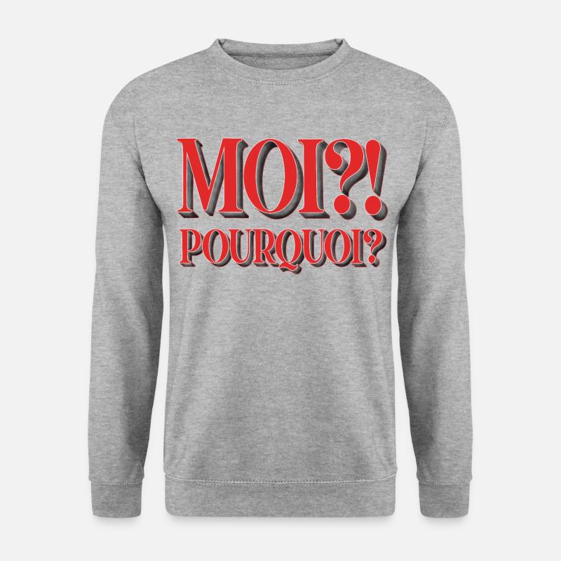 MOI?! Pourquoi? - Unisex Pullover - Weißgrau meliert