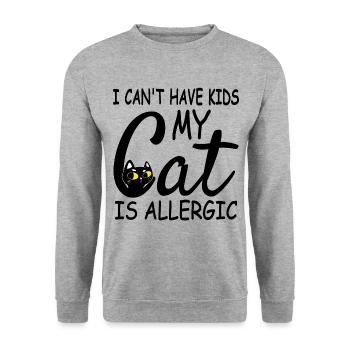 Kann keine Kinder haben meine Katze ist allergisch - Unisex Pullover - Weißgrau meliert - Vorne - Alina (178cm) & Michal (187cm)