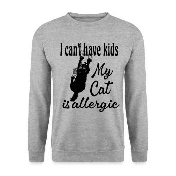 Kann keine Kinder haben meine Katze ist allergisch - Unisex Pullover - Weißgrau meliert - Vorne - Alina (178cm) & Michal (187cm)