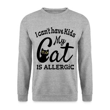 Kann keine Kinder haben meine Katze ist allergisch - Unisex Pullover - Weißgrau meliert - Vorne - Alina (178cm) & Michal (187cm)
