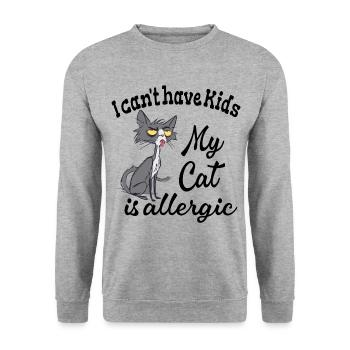 Kann keine Kinder haben meine Katze ist allergisch - Unisex Pullover - Weißgrau meliert - Vorne - Alina (178cm) & Michal (187cm)