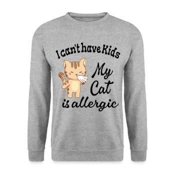 Kann keine Kinder haben meine Katze ist allergisch - Unisex Pullover - Weißgrau meliert - Vorne - Alina (178cm) & Michal (187cm)