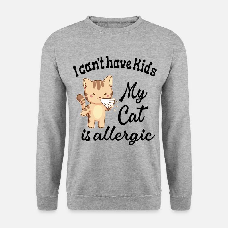 Kann keine Kinder haben meine Katze ist allergisch - Unisex Pullover - Weißgrau meliert