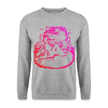 Taucher Scuba Diver Herren Diver Free Dive - Unisex Pullover - Weißgrau meliert - Vorne - Alina (178cm) & Michal (187cm)
