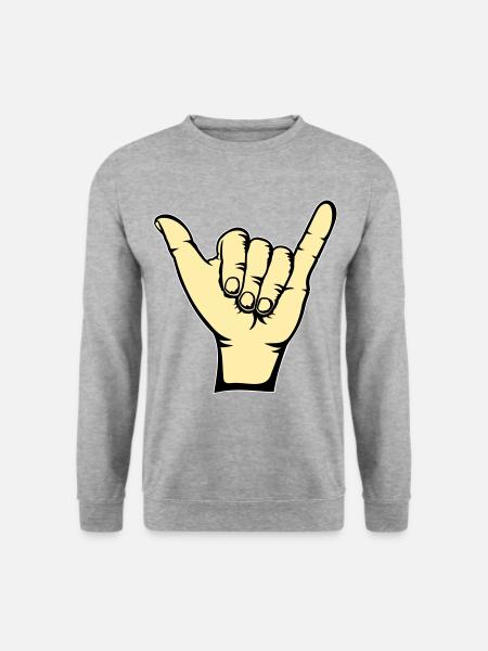 Surfen Symbol Hand - Unisex Pullover - Weißgrau meliert