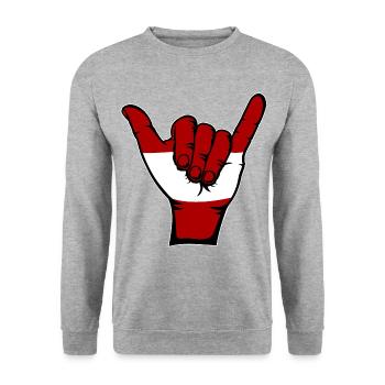 Austria Flag Surfing Symbol - Unisex Sweatshirt - salt & pepper - Front - Alina (178cm) & Michal (187cm)