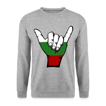 Bulgarien Flagge Surfing Symbol - Unisex Pullover - Weißgrau meliert - Vorne - Alina (178cm) & Michal (187cm)