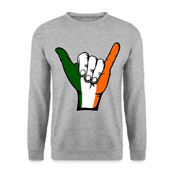 Ireland Flag Surfing Symbol - Unisex Sweatshirt - salt & pepper - Front - Alina (178cm) & Michal (187cm)