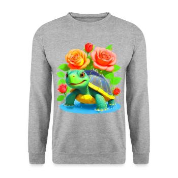 Tortue parmi les roses - 2 - Sweat-shirt Unisexe - gris chiné - Devant - Alina (178cm) & Michal (187cm)