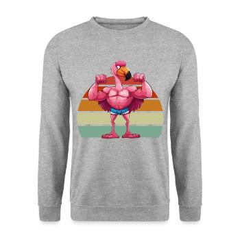 Muscles flamants roses Fitness Musculation Musculation Musculation - Sweat-shirt Unisexe - gris chiné - Devant - Alina (178cm) & Michal (187cm)
