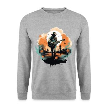 guitariste, guitariste, chanteur, musique country, vintage - Sweat-shirt Unisexe - gris chiné - Devant - Alina (178cm) & Michal (187cm)