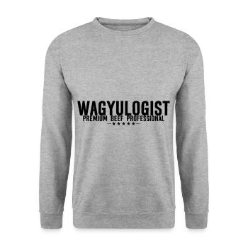 Wagyulogist, professionnel du bœuf de qualité supérieure - Sweat-shirt Unisexe - gris chiné - Devant - Alina (178cm) & Michal (187cm)