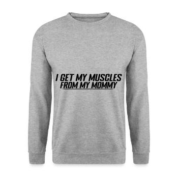 Je tire mes muscles de ma maman 4 - Sweat-shirt Unisexe - gris chiné - Devant - Alina (178cm) & Michal (187cm)