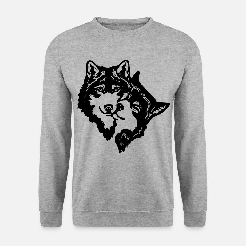 Wölfe - Unisex Pullover - Weißgrau meliert