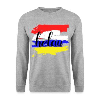 Helau Fastnacht Fassenacht Fasching Karneval Party - Unisex Pullover - Weißgrau meliert - Vorne - Alina (178cm) & Michal (187cm)