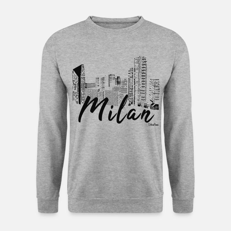 Skyline Milan als Geschenkidee - Unisex Pullover - Weißgrau meliert
