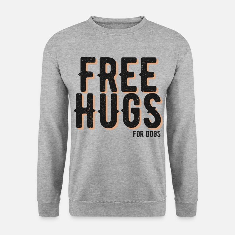 Hunde "Free Hugs for dogs" - Unisex Pullover - Weißgrau meliert