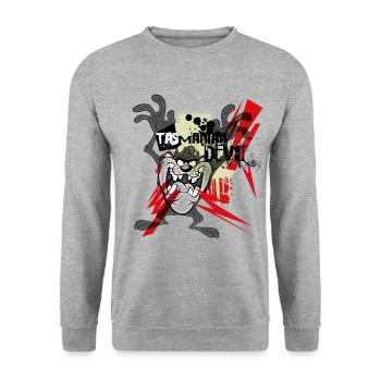 Looney Tunes Tasmanian Devil Pose - Unisex Sweatshirt - salt & pepper - Front - Alina (178cm) & Michal (187cm)