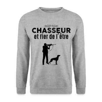 Chasseur prénom à personnalisé Cadeau - Sweat-shirt Unisexe - gris chiné - Devant - Alina (178cm) & Michal (187cm)