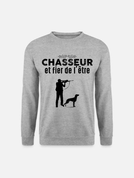Chasseur prénom à personnalisé Cadeau - Sweat-shirt Unisexe - gris chiné