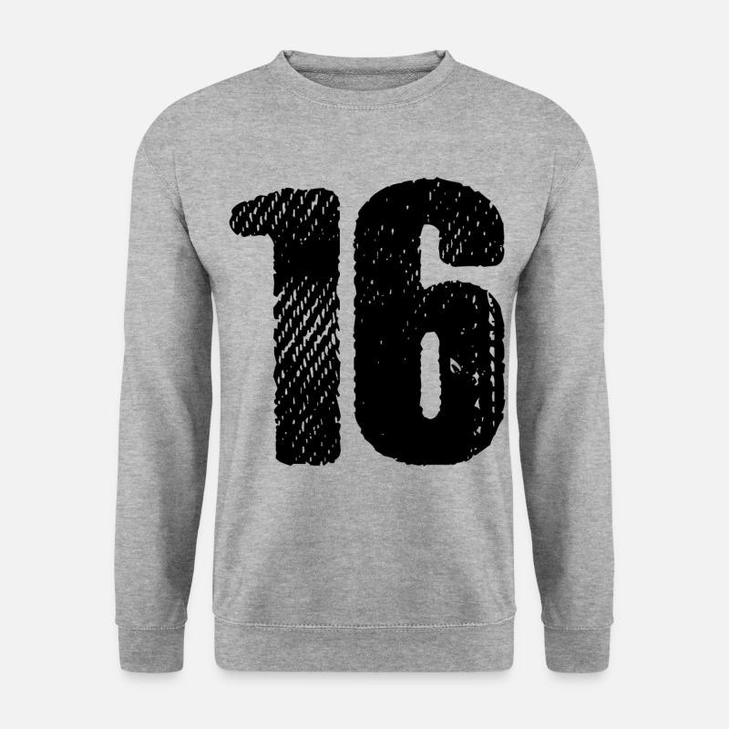 16 Zahl Trikot - Unisex Pullover - Weißgrau meliert