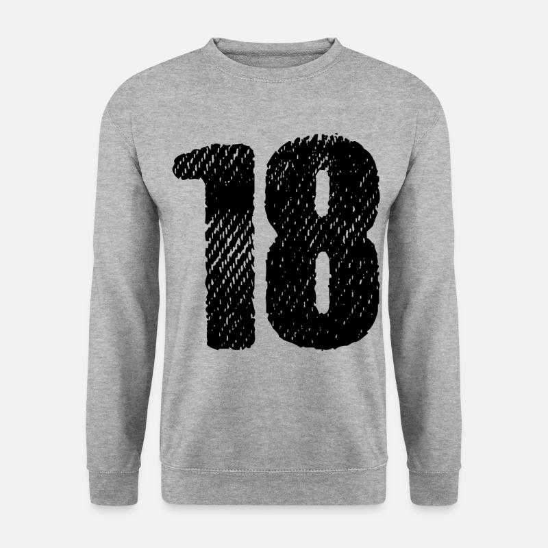 18 Zahl Trikot - Unisex Pullover - Weißgrau meliert