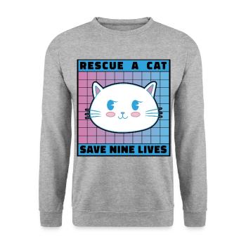 Rescue A Cat Save Nine Lives Cat Owner Animals Kit - Unisex Pullover - Weißgrau meliert - Vorne - Alina (178cm) & Michal (187cm)