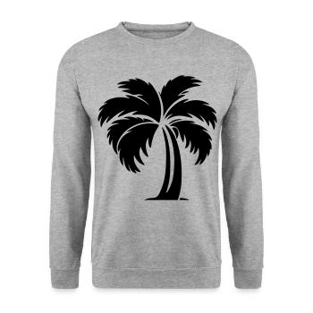 Palme Silhouette Symbol - Unisex Pullover - Weißgrau meliert - Vorne - Alina (178cm) & Michal (187cm)