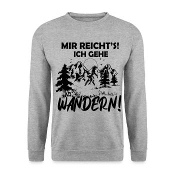 Mir reicht´s ich geh wandern! Wander Geschenk - Unisex Pullover - Weißgrau meliert - Vorne - Alina (178cm) & Michal (187cm)