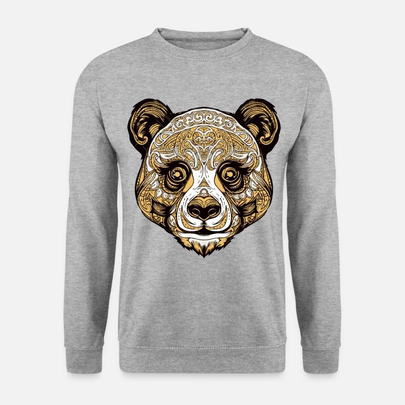Panda Kopf Tier - Unisex Pullover - Weißgrau meliert