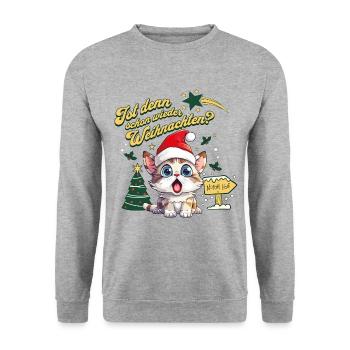 Noël Encore Chat Catmas Drôle Laid - Sweat-shirt Unisexe - gris chiné - Devant - Alina (178cm) & Michal (187cm)