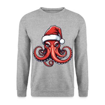 Octopus Octopus Christmas Portrait Xmas - Unisex Sweatshirt - salt & pepper - Front - Alina (178cm) & Michal (187cm)