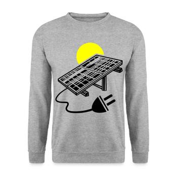 Symbole de l’installation photovoltaïque Énergie solaire - Sweat-shirt Unisexe - gris chiné - Devant - Alina (178cm) & Michal (187cm)