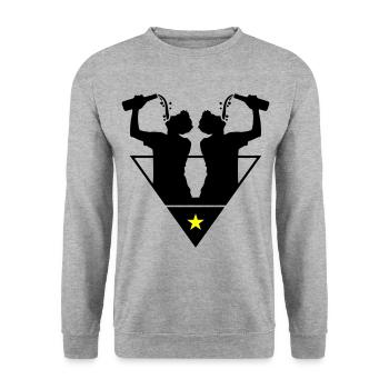 Drinker Team Bottle - Unisex Sweatshirt - salt & pepper - Front - Alina (178cm) & Michal (187cm)