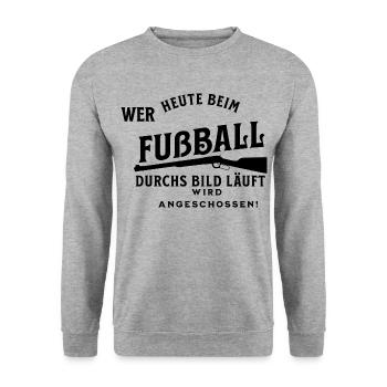 Fußball und TV - lustiger Spruch Fuba gucken - Unisex Pullover - Weißgrau meliert - Vorne - Alina (178cm) & Michal (187cm)