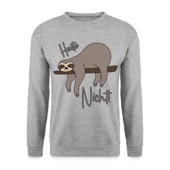 Heute nicht - Faultier - Unisex Pullover - Weißgrau meliert - Vorne - Alina (178cm) & Michal (187cm)