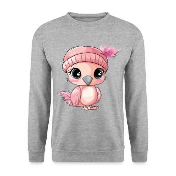 flamant rose mignon mignon bébé enfants animal dessin animé - Sweat-shirt Unisexe - gris chiné - Devant - Alina (178cm) & Michal (187cm)