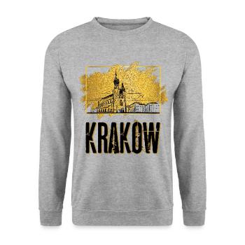 Cracovie Cracovie Pologne Ville Skyline Home Or - Sweat-shirt Unisexe - gris chiné - Devant - Alina (178cm) & Michal (187cm)