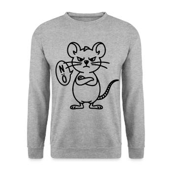 Maus Nö - Unisex Pullover - Weißgrau meliert - Vorne - Alina (178cm) & Michal (187cm)