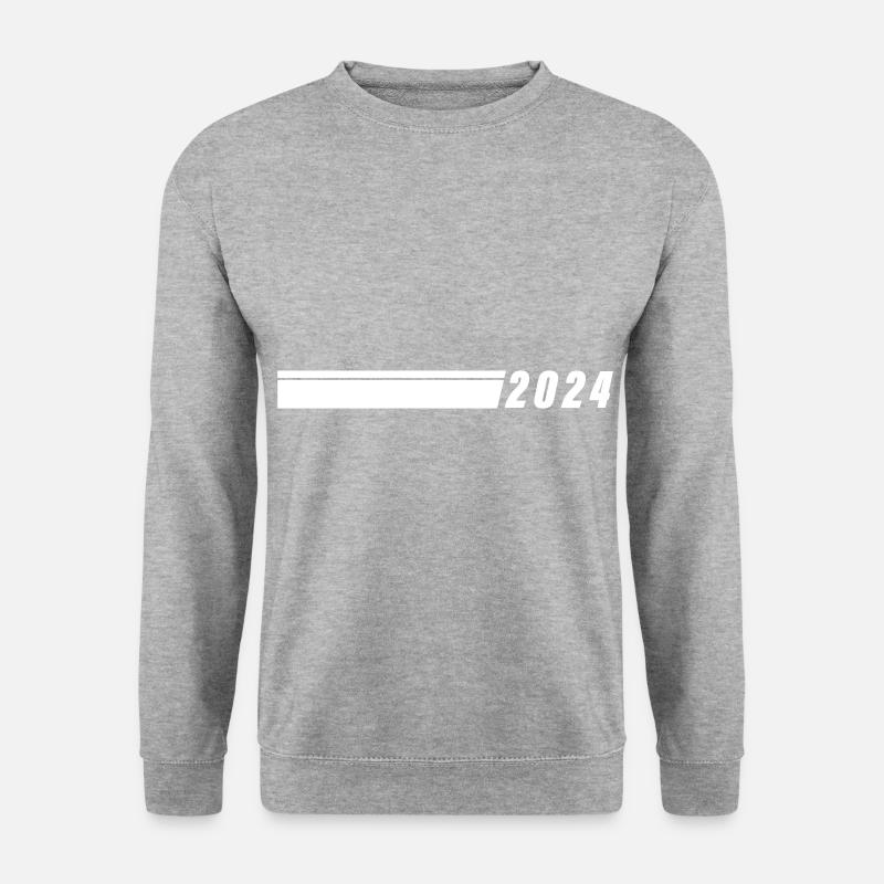 2024 Jahr - Unisex Pullover - Weißgrau meliert