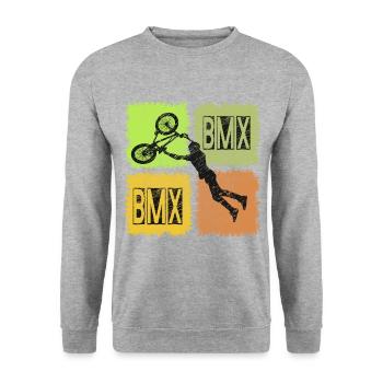 BMX Rider Action Shirt - Unisex Pullover - Weißgrau meliert - Vorne - Alina (178cm) & Michal (187cm)