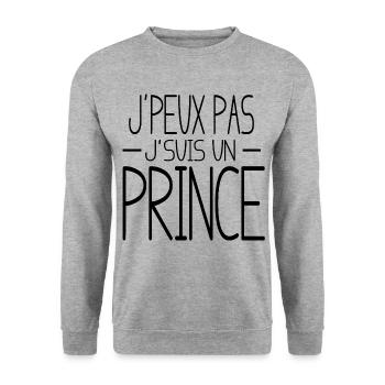 J'PEUX PAS J'SUIS UN PRINCE - Sweat-shirt Unisexe - gris chiné - Devant - Alina (178cm) & Michal (187cm)