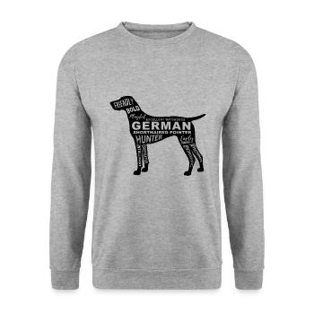 Deutsches Kurzhaar - Unisex Pullover - Weißgrau meliert - Vorne - Alina (178cm) & Michal (187cm)