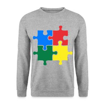 Autism Awareness Puzzle Colorful - Unisex Sweatshirt - salt & pepper - Front - Alina (178cm) & Michal (187cm)