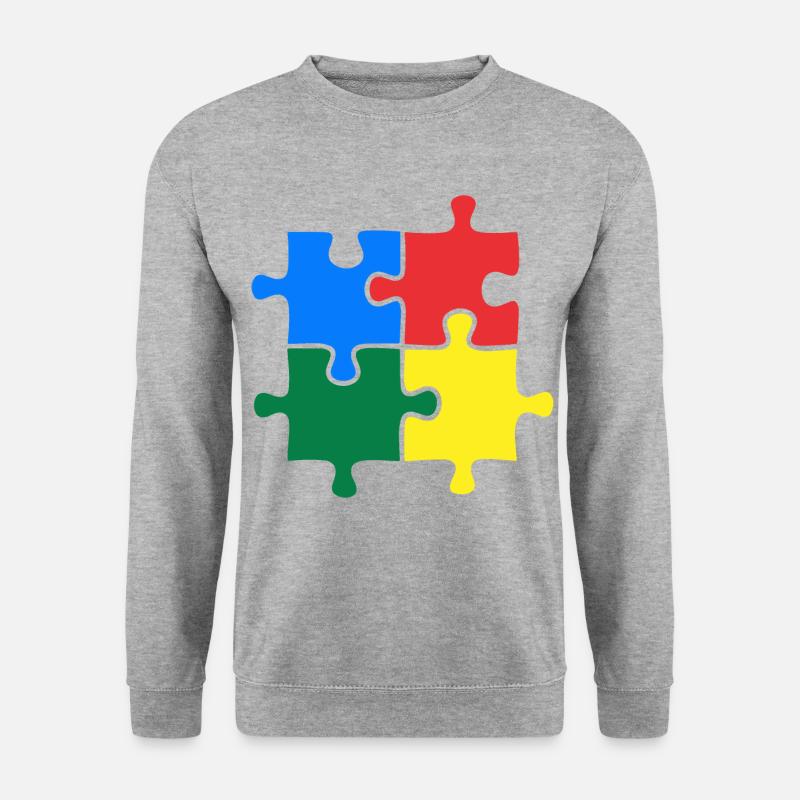 Autismus Bewusstsein Puzzle Bunt - Unisex Pullover - Weißgrau meliert