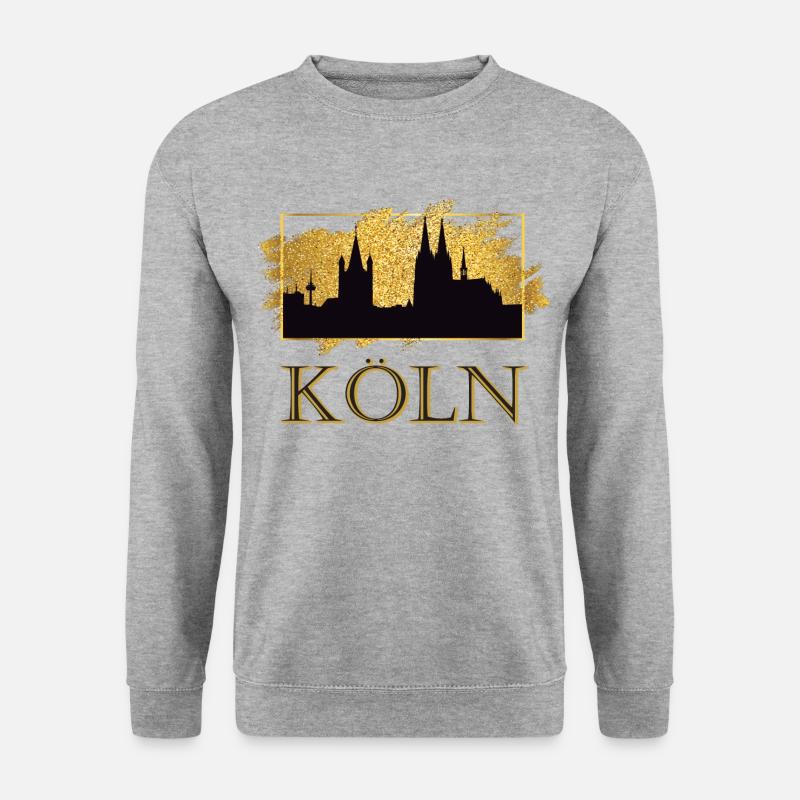 Köln Deutschland Kölner Dom Stadt Skyline Gold - Unisex Pullover - Weißgrau meliert