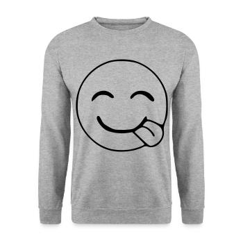 Emoji Hunger Sketch Black - Unisex Sweatshirt - salt & pepper - Front - Alina (178cm) & Michal (187cm)