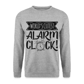 World's Cutest Alarm Clock - Unisex Sweatshirt - salt & pepper - Front - Alina (178cm) & Michal (187cm)
